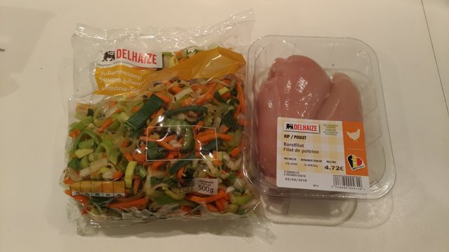 鶏胸肉とカット野菜